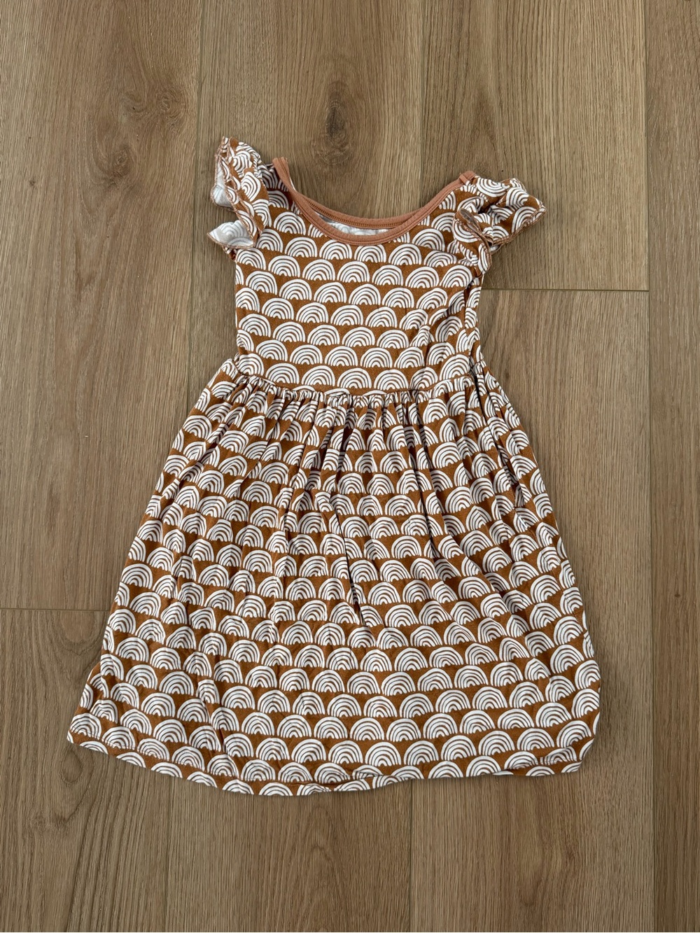 Little Sleepies Play Tan Rainbow Short Sleeve Dress Size 7 rust rainbow